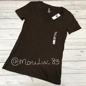 ⚡️ NEW GAP brown v neck short sleeve shirt women’s XS - S
